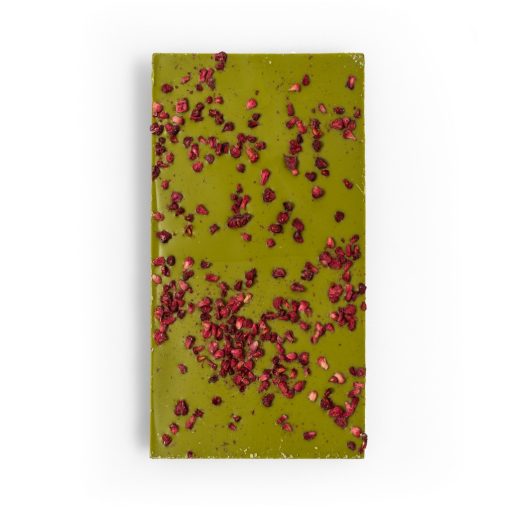 Moya Organikus Matcha Fehércsokoládé Málnával 80 g Hátulról
