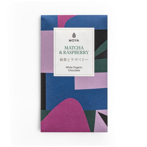 Moya Organikus Matcha Fehércsokoládé Málnával 80 g csomagolás
