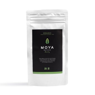 Moya Matcha Daily 50g organikus zöld tea ezüst állótasakos csomagolása elölnézetben