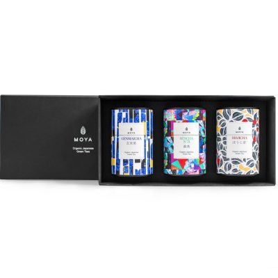 Moya Zöld Tea Szett fekete díszdobozban, Genmaicha, Sencha N°21 és Hojicha teákkal