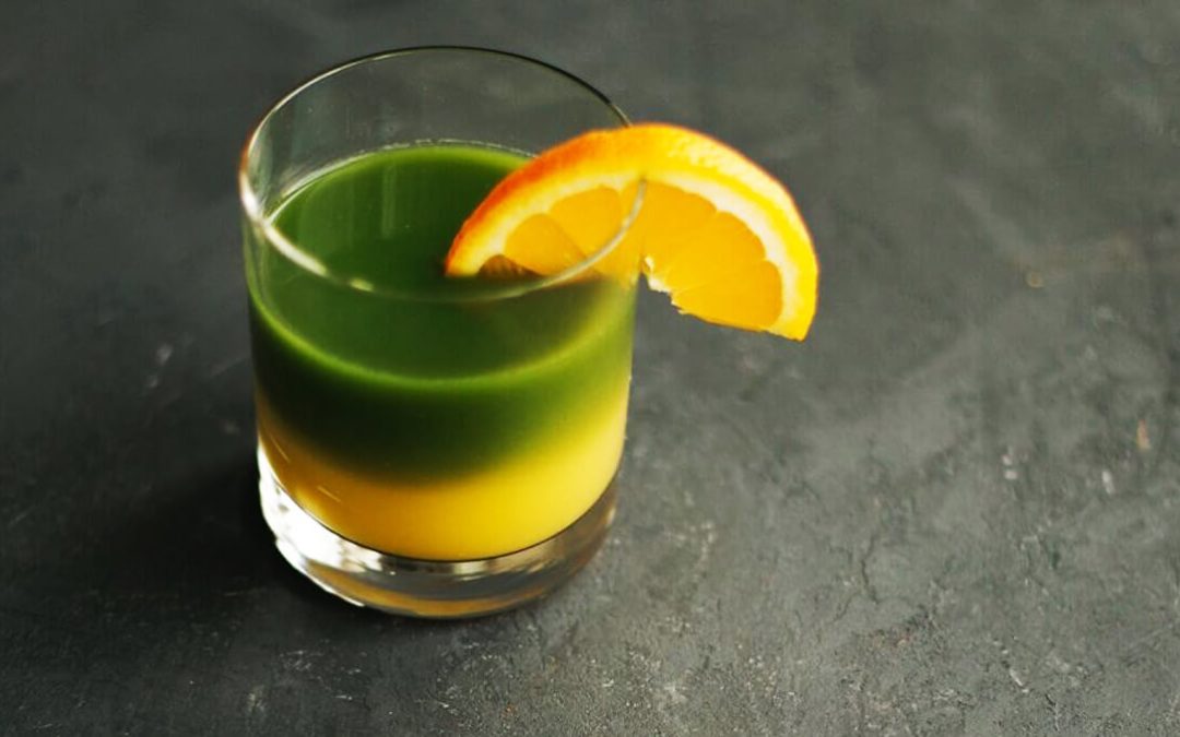 Kétrétegű matcha narancslével