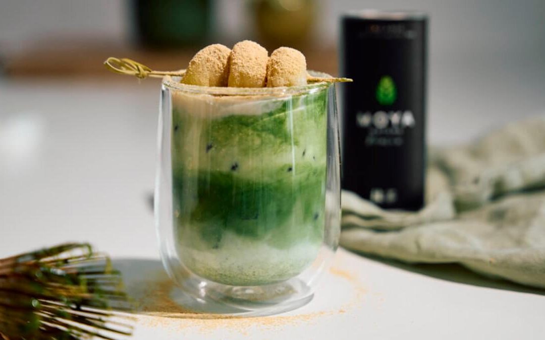 Matcha kinako krém: habos japán ital pörkölt szójaliszttel