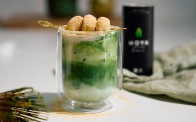 Matcha kinako krém: habos japán ital pörkölt szójaliszttel